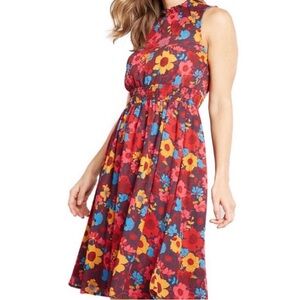 Modcloth Sleeveless Red Floral Midi Dress